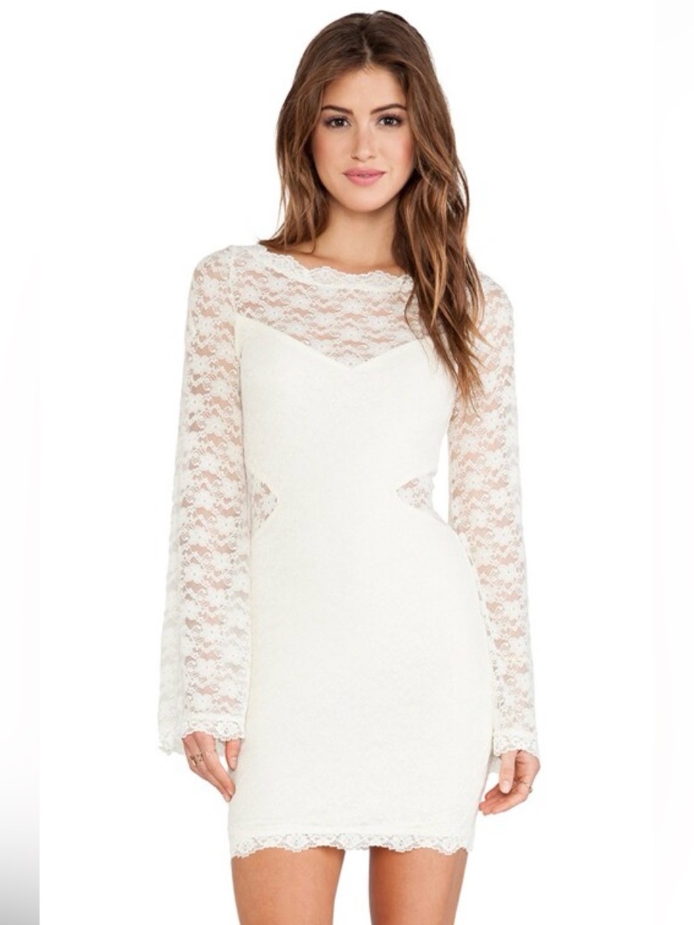 Revolve x Free People Cream Lace Body Con Dress